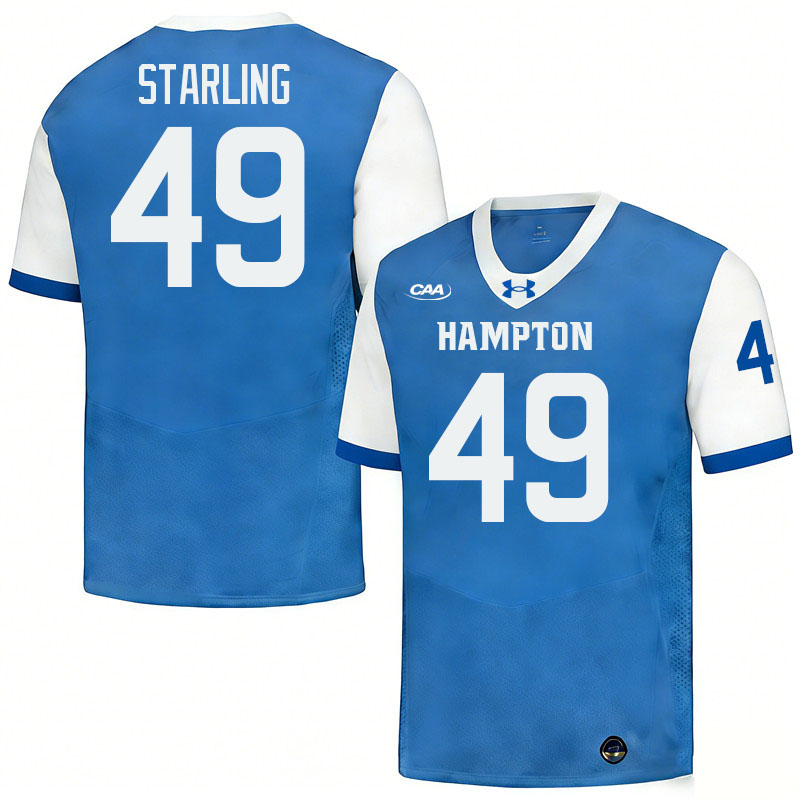 Hampton Pirates #49 Brett Starling College Football Jerseys,Uniforms-Blue